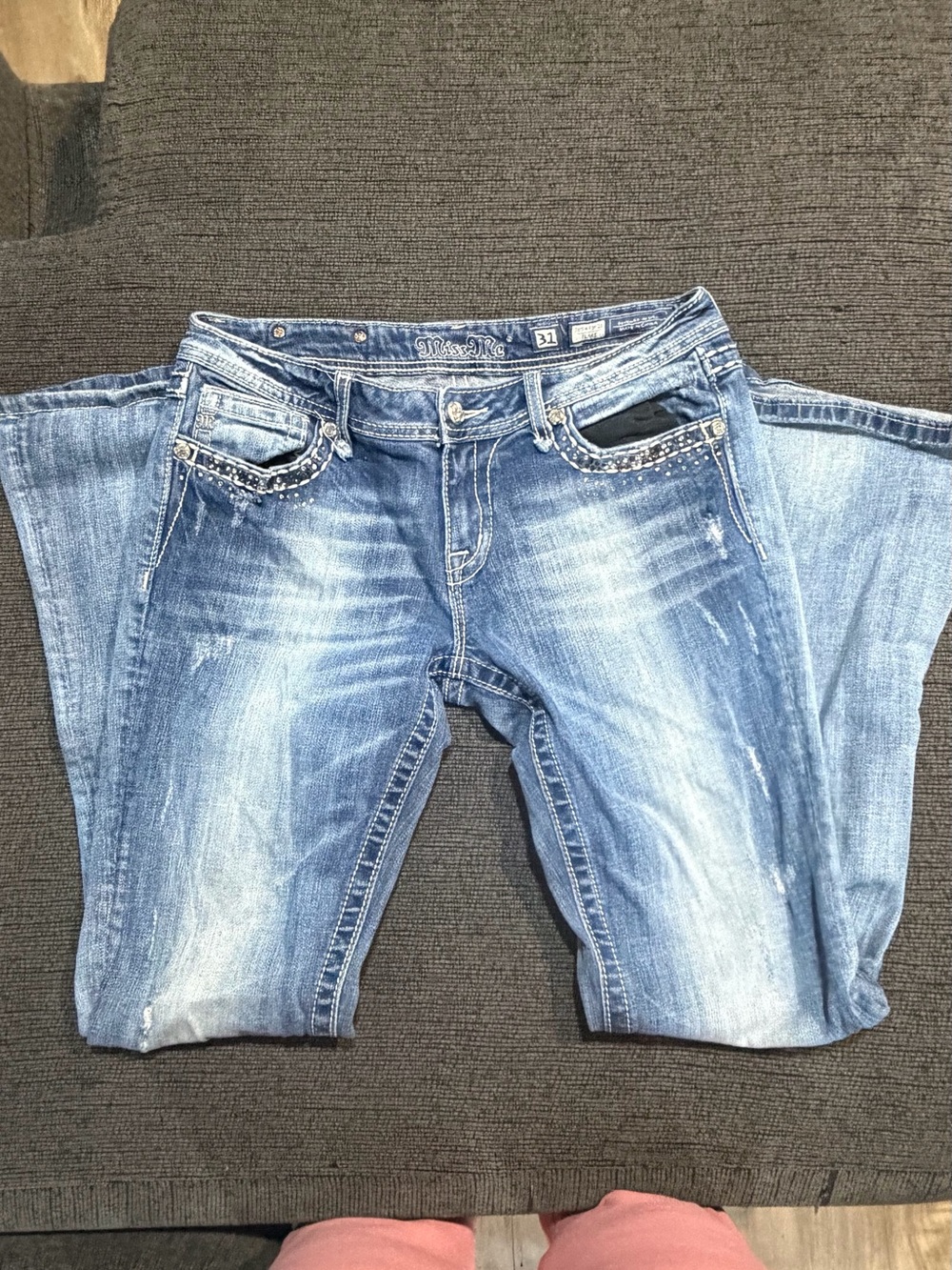 Miss Me Women's Faded Blue Embellished Bootcut Jeans